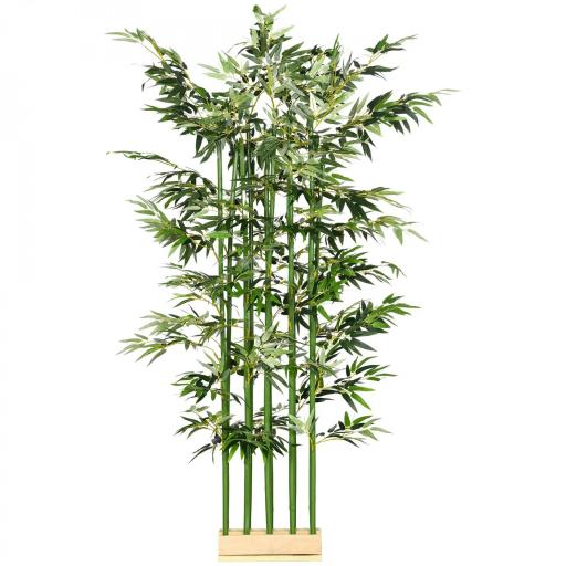 Bambú Artificial con Maceta de Madera Planta Artificial de Decoración para Interior 35x10x180 cm Verde [3]