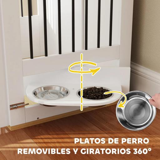 Jaula para Perros Medianos 2 en 1 con 2 Puertas con Puertas Comedero Giratorio de 360° y 2 Cuencos 80x55x71,5 cm Blanco [2]