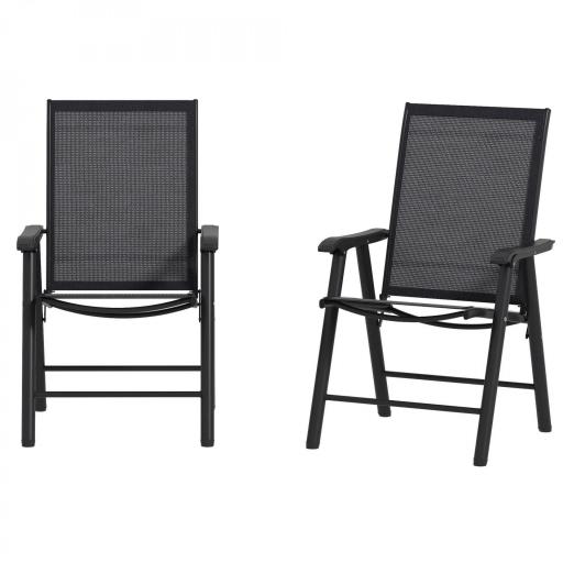 Conjunto de 2 Sillas de Camping Plegables con Reposabrazos para Jardín Terraza Carga 110 kg 58x64x94 cm Gris Oscuro [8]