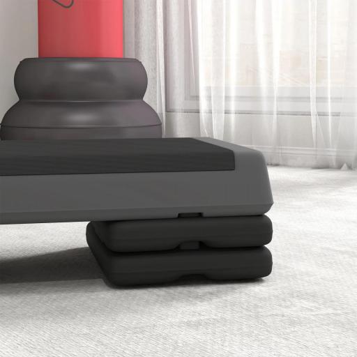 Step de Aeróbic Step para Fitness Antideslizante Altura Regulable 3 Niveles 77x36x20,5cm Gris y Negro [7]