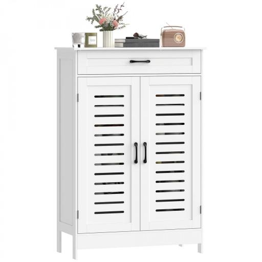 Armario para Zapatos con Puertas de Rejilla Cajón y Estantes Ajustables para 20 Pares de Zapatos 78x37x115,8 cm Blanco [10]