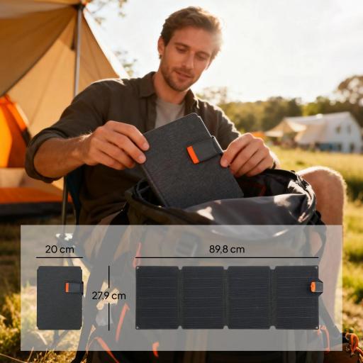 Cargador Solar Plegable 36W Panel Solar Portátil con Puertos USB-A y Tipo-C IP67 Superficie de ETFE para Teléfonos [6]