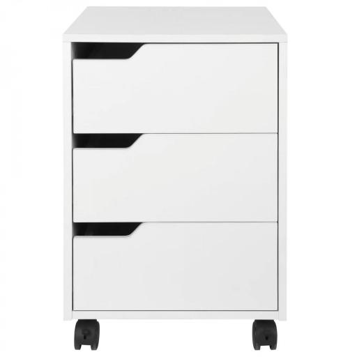 Cajonera de Oficina con Ruedas Mueble Archivador con 3 Cajones Cajonera para Escritorio Estudio 40x50x57,5 cm Blanco [8]