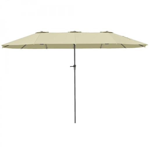 Sombrilla Doble 4x2,2 m Sombrilla Terraza Exterior con Manivela Manual Impermeable y Protección UV30+ Crema [9]