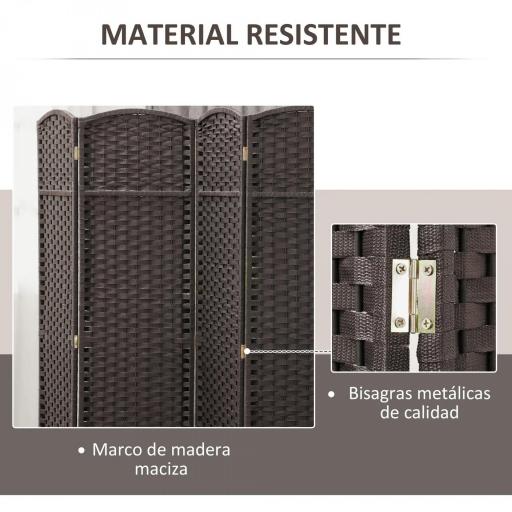 Biombo Separador de Ambientes de 6 Paneles Biombo Plegable 240x170 cm para Salón Dormitorio Oficina Marrón [4]
