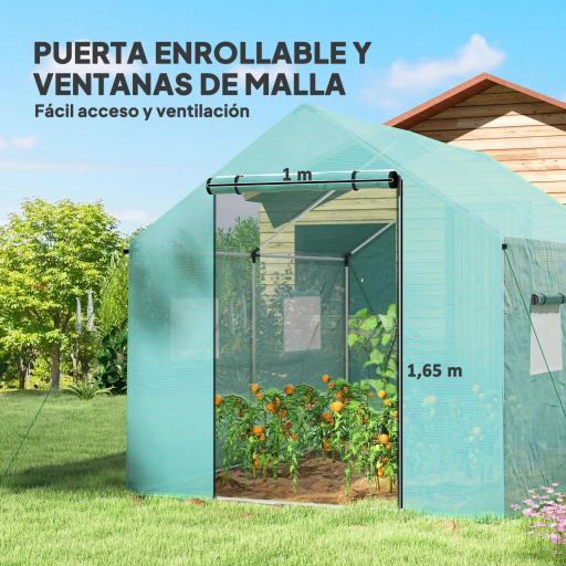 Invernadero de Túnel 2x3x2 m con 4 Ventanas de Malla y Puerta con Cremallera Invernadero de Huerto para Jardín Verde [6]