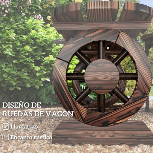 Banco de de Madera con 2 Ruedas Decorativas Estilo Rústico Carga 200 kg 120x29x39 cm Carbonizado [3]
