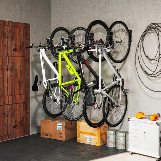 Soportes de Pared para Bicicletas de 4 Piezas Plegables hasta 30 kg con Tornillos para Casa Garaje y Sótano Negro [3]