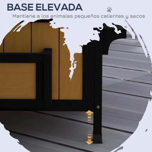 Caseta de Madera de Exterior para Gatos Casa para Gatos Refugio para Gatos de 2 Niveles 96x65x85,5 cm Natural [3]