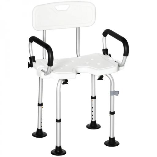Silla para Ducha Taburete de Ducha Antideslizante con Altura Ajustable y Apoyabrazos Regulable Carga 136 kg [7]