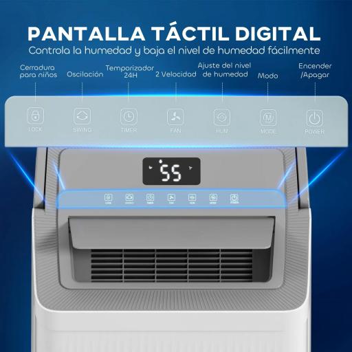 Deshumidificador 35L/día Depósito de Agua 5,5L Pantalla LED Temporizador 24 H Bloqueo Infantil hasta 40-100㎡ Blanco [5]