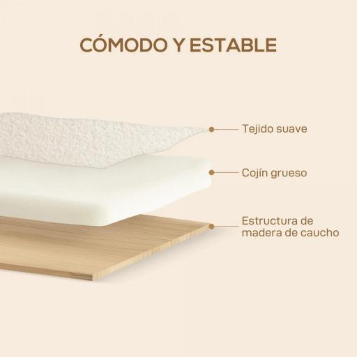 Sillón Nórdico de Borreguito Acolchado Grueso y Patas de Madera Asiento Amplio para Salón Dormitorio 74,5x76x78 cm Crema [4]