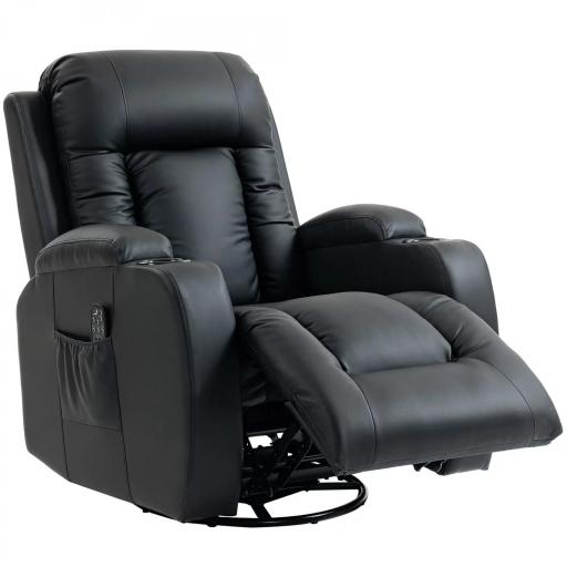 Sillón de Masaje Giratorio Sillón Relax Reclinable con 8 Puntos de Masaje Función de Calefacción 82x99x103 cm Negro [9]