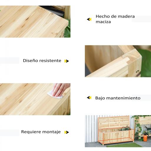 Banco de Jardín con Baúl de Almacenaje y Respaldo Carga 250 kg para Patio Terraza Balcón 115x45x75 cm Natural [4]