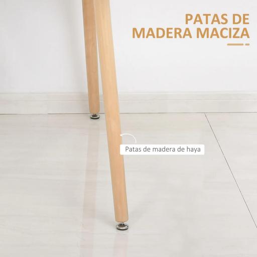 Mesa de Comedor Estilo Nórdico Mesa de Cocina con Patas de Madera de Haya Estructura de Metal 120x60x75 cm Blanco [7]