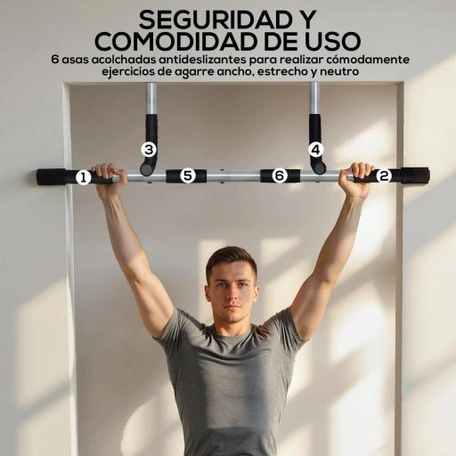 Barra de Dominadas en Techo Barra para hacer Dominadas Barra de Tracción para Entrenamiento Carga 110kg 92x40x17cm Negro [4]