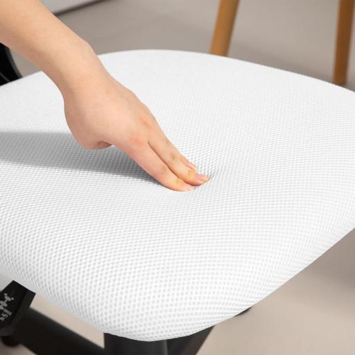 Silla de Oficina sin Brazos Silla de Escritorio Giratoria con Respaldo de Malla Transpirable Altura Ajustable Blanco [7]