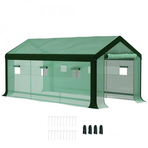 Outsunny Invernadero de Túnel 6x3x2,8 m con 6 Ventanas Cubierta de PE Anti-UV y 2 Puertas Enrollables con Cremallera Verde 283,04€ 332,99€ Envío gratis [9]