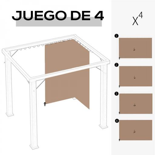  4 Paredes Laterales para Cenador 3x2 m con Ganchos Cortinas sin Ventanas para Carpa de Jardín Exterior Fiesta Marrón [2]