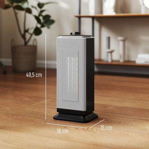 Calefactor Cerámico Eléctrico Cerámico 2000 W con Oscilación Termostato Ajustable y 3 Modos 18x15x40,5 cm Negro [2]
