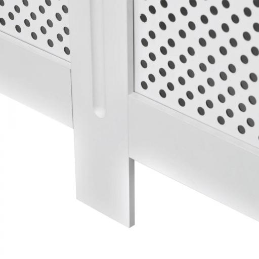 Cubre Radiadores, 111.5x19x82 cm, Cubierta para Radiador Moderna de MDF, con Estante Superior y Listones, para Salón, Dormitorio, Pasillo, Blanco [2]