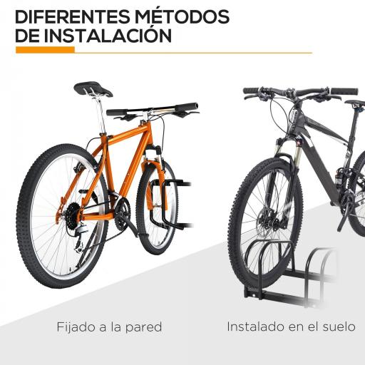 Aparcamiento para 3 Bicicletas Soporte de Acero para Aparcar Bicicletas en el Suelo o Pared 76x33x27 cm Negro [4]