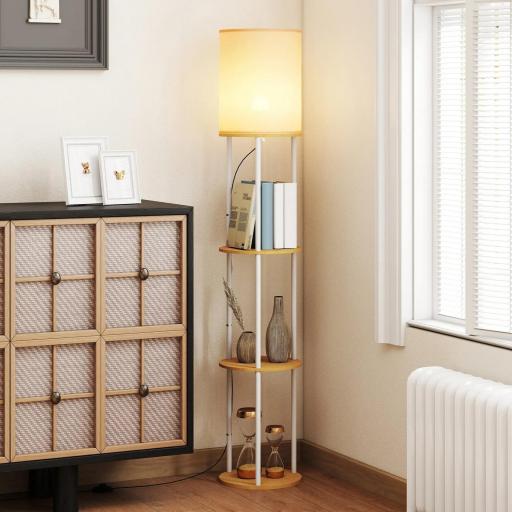 Lámpara de Pie con Estantes con 3 Temperaturas de Color Control Remoto para Salón Dormitorio Oficina Natural [6]