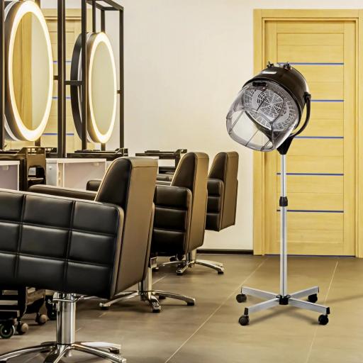 Secador de Casco Profesional 1180W con Altura Ajustable Temperatura Regulable Temporizador Capucha y Ruedas Negro [7]