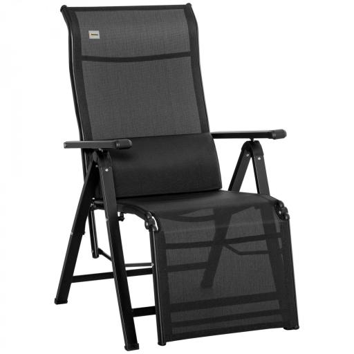 Tumbona Plegable de Jardín Tumbona Gravedad Cero con Respaldo Ajustable en 9 Posiciones con Cojín 70x65x111 cm Negro [9]