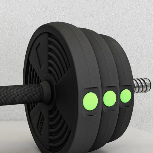 Kit de Mancuernas 30kg 2 en 1 con Barra de Pesas Mango Antideslizante para Entrenamiento de Fuerza Negro Verde [3]