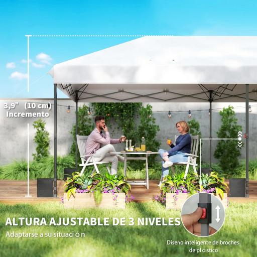 Carpa Plegable 6x3 m Pop-up Altura Ajustable 3 Niveles UPF50+ Bloqueo Central Sacos de Arena Bolsa con Ruedas Plateado [6]