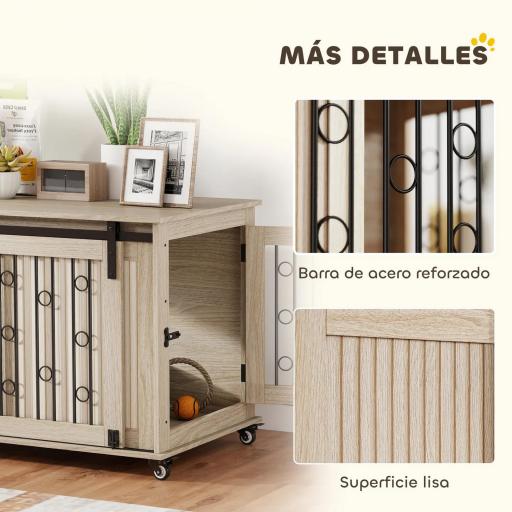 Jaula para Perros Medianos y Grandes Mesa Auxiliar Moderna con 2 Puertas y Cierre 100x56x65 cm Roble [2]