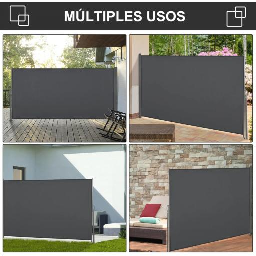 Toldo Lateral Retráctil 300x160 cm Pantalla Enrollable Mampara de Privacidad y Protección Solar para Balcón Terraza Gris [4]