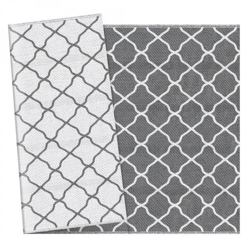 Alfombra Exterior Reversible 182x274 cm de Plástico Impermeable para Terraza Patio Camping Playa Gris y Blanco [3]