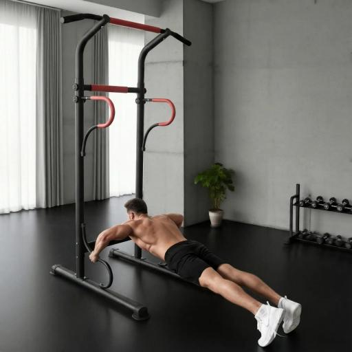 Barra de Dominadas Altura Regulable Estación de Fondos Resistente para Gimnasio en Casa Entrenamiento de Fuerza Negro [2]