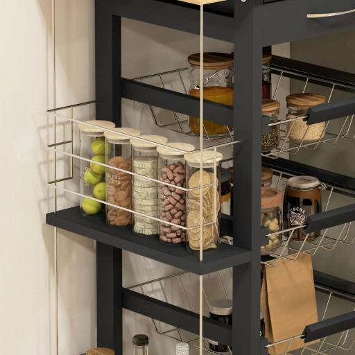 Carrito de Cocina con Ruedas Carrito Multiusos con Cajón 4 Cestas Extraíbles de Metal y Bastidores 47x37x83 cm Negro [3]