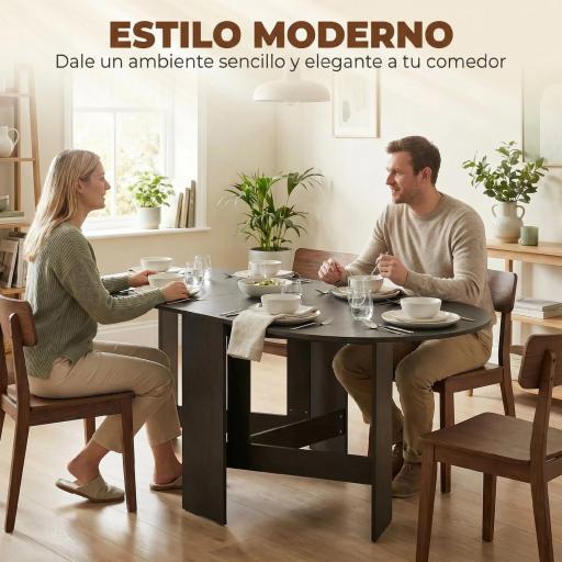 Mesa de Cocina Plegable con Alas Abatibles Mesa de Cocina Plegable de Forma Ovalada Estilo Moderno 163x80x75 cm Negro [5]