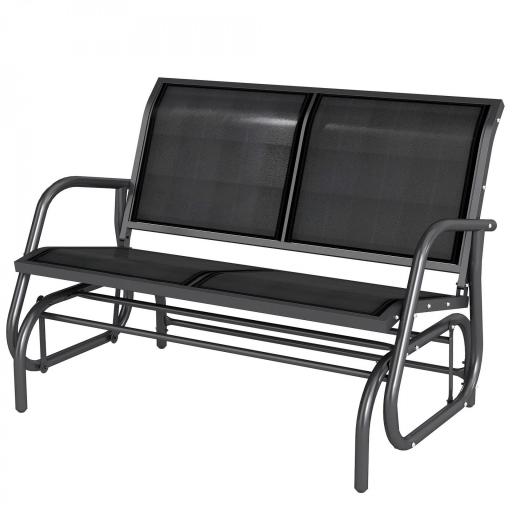 Banco Balancín tipo Silla Oscilante de Jardín o Patio con 2 Plazas 120x70x85 cm Carga 200kg Metal y Tela Texteline [8]