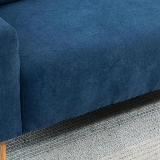 Sofá de 2 Plazas con 2 Cojines Reposabrazos y Patas de Madera de Caucho para Dormitorio Oficina 145x76x88 cm Azul [7]