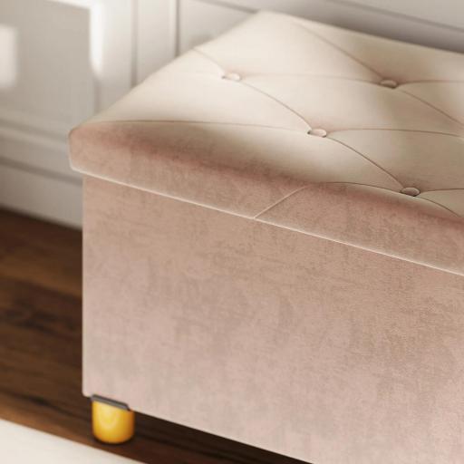 Banco Almacenaje Capacidad de 67 L 76x38x38 cm Tapizado en Terciopelo Carga 120 kg para Sala de Estar Dormitorio Rosa [8]