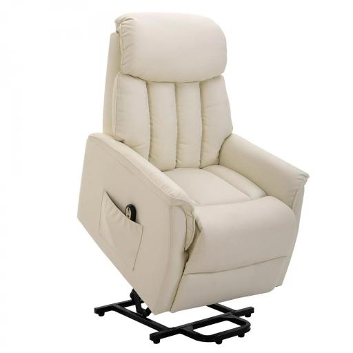 Sillón Levanta Personas Silla Reclinable Elevador con Reposapiés Mando a Distancia Reclinación 145° 80x94x104 cm Crema [8]
