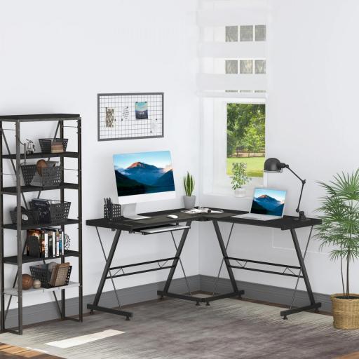 Mesa de Ordenador PC Escritorio para Oficina Hogar 2 Tipos Mesa Esquinera Forma L 130x130x73,5 cm Escritorio Recta Marco Acero