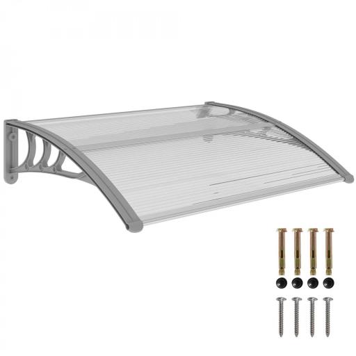 Marquesina para Puertas y Ventanas 100x75 cm con Paneles de Policarbonato Barra de Aluminio Transparente [9]