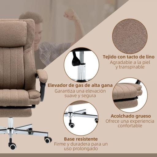 Silla de Oficina Reclinable y Giratoria con 6 Puntos de Masaje Vibratorio con Mando de Control 65x61x108-118 cm Marrón [5]