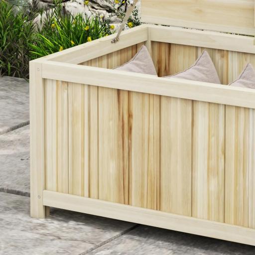 Arcón Exterior de Madera 172 L Baúl Almacenaje con Tapa Abatible Resistente a la Intemperie para Jardín Madera Natural [4]