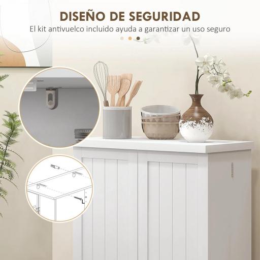 Armario Despensa Cocina con 2 Puertas 16 Estantes Alacena Moderna con Estantes Ajustables 60x30x104 cm Blanco [5]