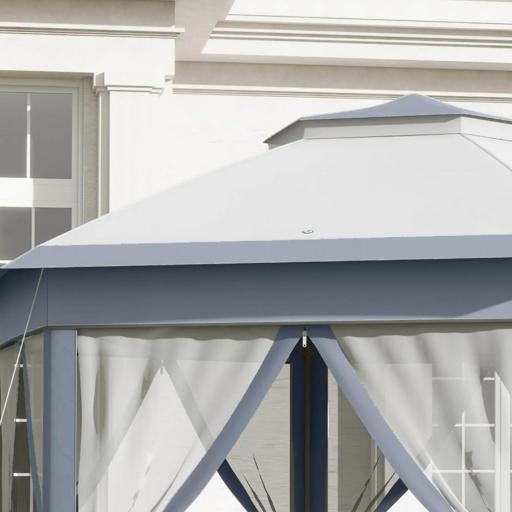 Carpa Plegable 4x3,4 m con Doble Techo 6 Mosquiteras Extraíbles y Bolsa de Transporte Anti-UV Gris [4]