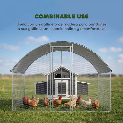 Gallinero para Exterior 2,8x1,7x1,9 m Cubierta de Tela Oxford Anti-UV Impermeable Pestillos para 5-8 Gallinas Plata [7]