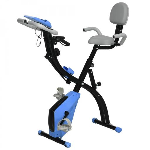 Bicicleta Estática Plegable con Respaldo 8 Niveles de Resistencia Volante Pantalla LCD Pulsómetro y Sillín Ajustable [9]
