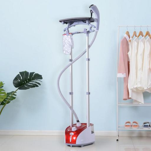 Plancha Vertical Vapor 1950W, Depósito de 2 L, 32g/min, Plancha de Vapor Vertical con Barra Telescópica, Listo en 38s,Colgador de Ropa, Centro de Planchado para Hogar Oficina, Rojo